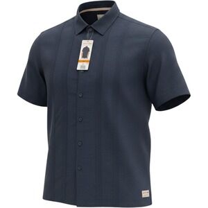 NEW‎ Scotch & Soda Mens XXL Navy Blue Linen Blend Pintuck Guayabera Shirt